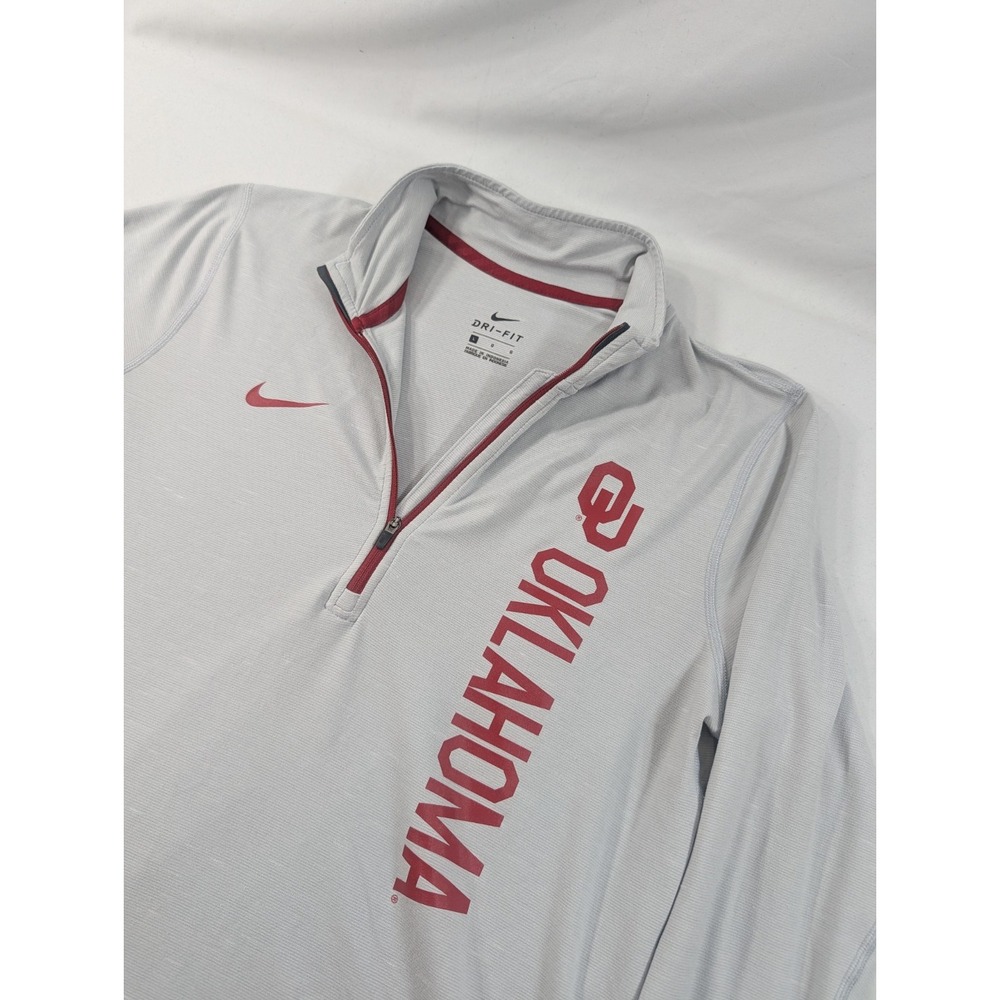 Oklahoma Sooners NCAA Men's Gray 1/4 Zip Long Sleeve Pullover Running Large